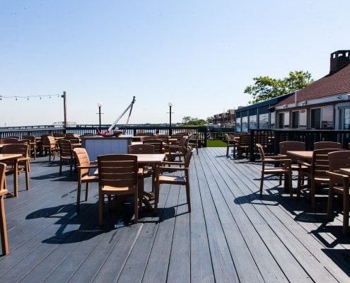 tables and chairs on deck