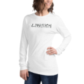 unisex long sleeve tee white left front dda jpg